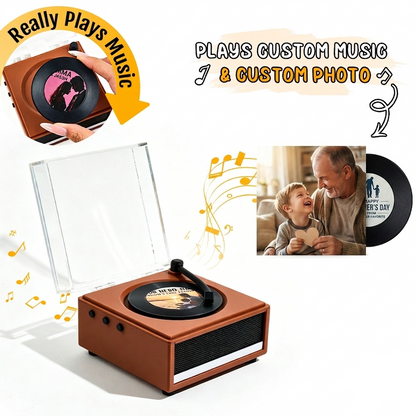 Personalized Mini Vinyl Music Player with Custom Photo, Plays Real Music, Custom Record & Album Cover Gift