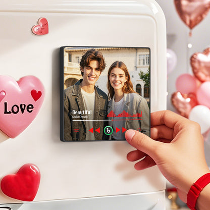 Custom Couple Photo Music Fridge Magnet – Personalized Romantic Gift with Built-In Music Player