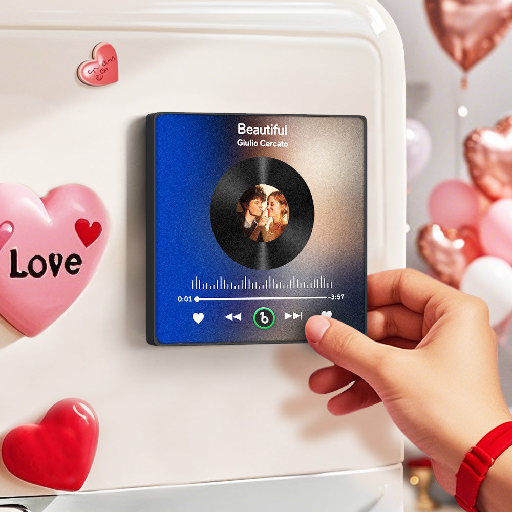 Custom Couple Photo Music Fridge Magnet – Personalized Romantic Gift with Built-In Music Player