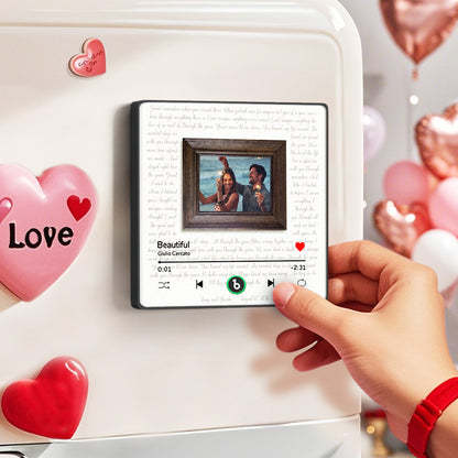 Custom Couple Photo Music Fridge Magnet – Personalized Romantic Gift with Built-In Music Player