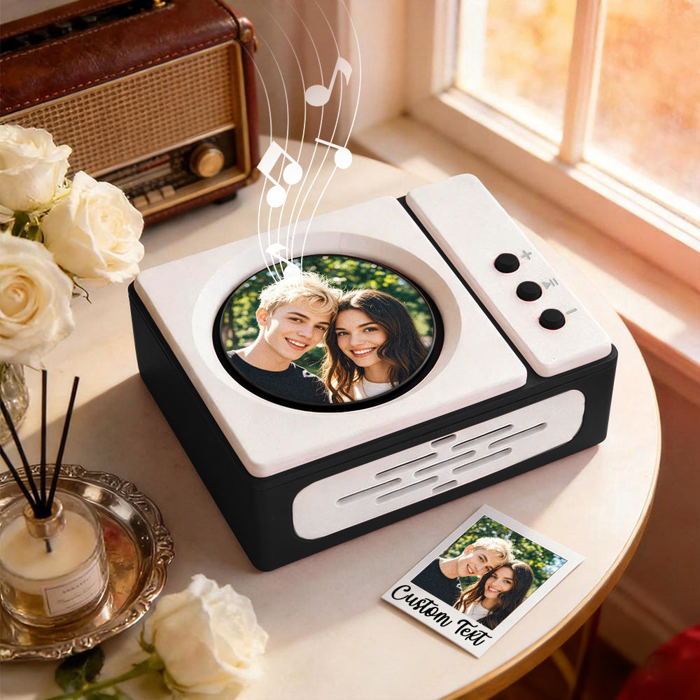 Personalized Mini Record Player with Custom Photo & Song - Unique Music Christmas Gift Fully Photo Disc