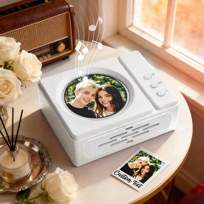 Personalized Mini Record Player with Custom Photo & Song - Unique Music Christmas Gift Fully Photo Disc