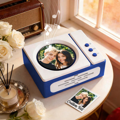Personalized Mini Record Player with Custom Photo & Song - Unique Music Christmas Gift Fully Photo Disc