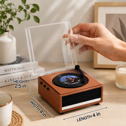 Personalized Mini Vinyl Music Player with Custom Photo, Plays Real Music, Custom Record & Album Cover Gift