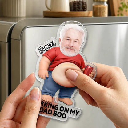 Personalized Dad Bod Belly Squishy Fridge Magnet - Custom Poke Belly Gift for Dad