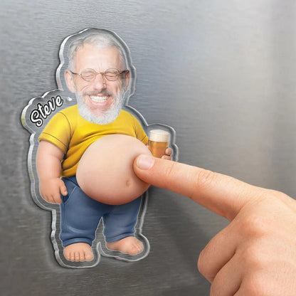 Personalized Dad Bod Belly Squishy Fridge Magnet - Custom Poke Belly Gift for Dad