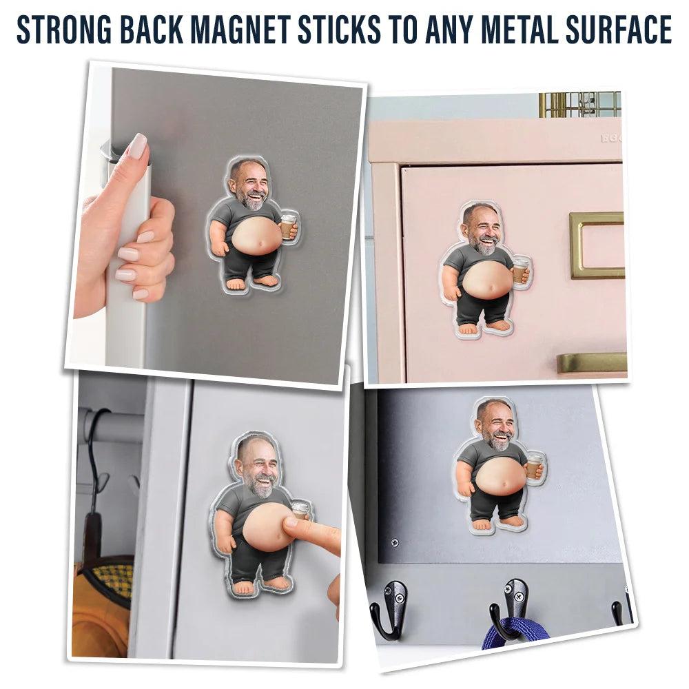 Personalized Dad Bod Belly Squishy Fridge Magnet - Custom Poke Belly Gift for Dad