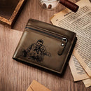 Custom Photo & Engraved Dark Brown PU Leather Wallet – Birthday & Father’s Day Gift