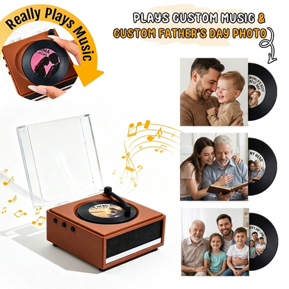 Personalized Mini Vinyl Music Player with Custom Photo, Plays Real Music, Custom Record & Album Cover Gift
