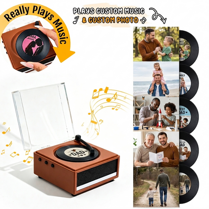 Personalized Mini Vinyl Music Player with Custom Photo, Plays Real Music, Custom Record & Album Cover Gift