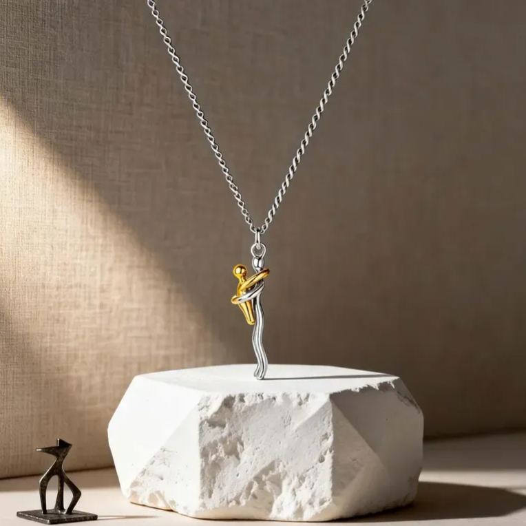 Mother Child Hug Necklace - Two Tone Embrace Pendant Jewelry Gift,Gift for her, Gifts,Mother's Day Gift
